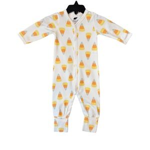 Monica and Andy 0-3M‎ Footed Pajamas Candy Corn Print Organic Cotton Halloween